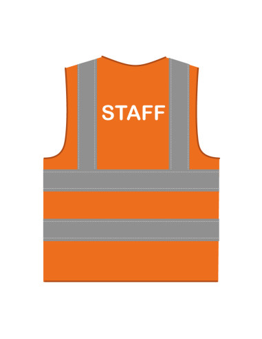 Staff hesje RWS oranje, hesje met reflecterende strepen met tekst staff
