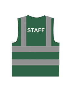 Staff hesje RWS donkergroen, hesje met reflecterende strepen met tekst staff