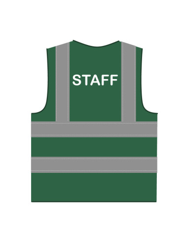 Staff hesje RWS donkergroen, hesje met reflecterende strepen met tekst staff