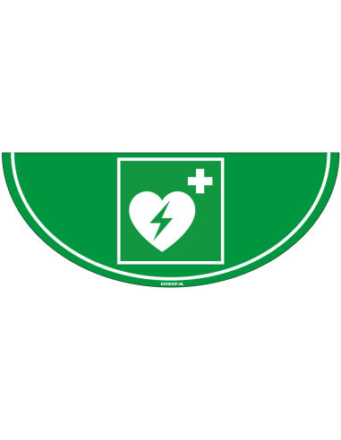 AED vloersticker - E010 - 750 x 300 mm - ISO 7010 - groen wit - AED pictogram