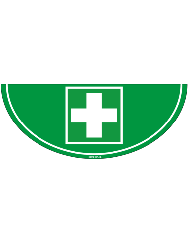 EHBO verbandkoffer vloersticker - E003 - 750 x 300 mm - ISO 7010 - groen wit - EHBO pictogram