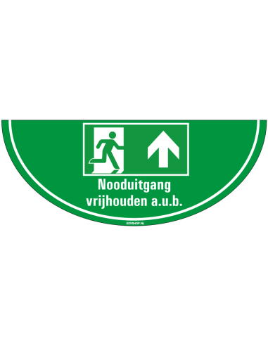 Nooduitgang rechtdoor vrijhouden vloersticker - E001 - 750 x 300 mm - ISO 7010 - groen wit - nooduitgang pictogram