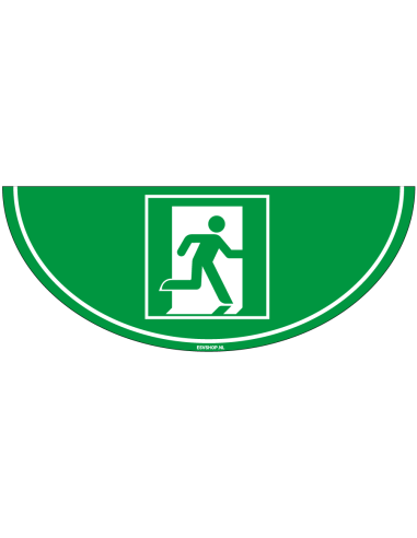 Nooduitgang vloersticker - E002 - 750 x 300 mm - ISO 7010 - groen wit - nooduitgang pictogram