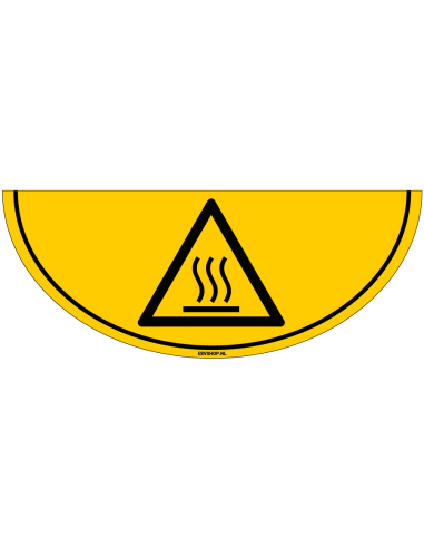 Warm oppervlak vloersticker - W017 - 750 x 300 mm - geel zwart - pictogram warmte