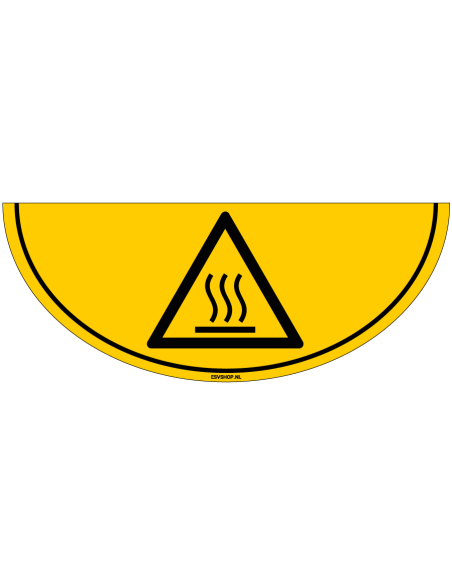 Warm oppervlak vloersticker - W017 - 750 x 300 mm - geel zwart - pictogram warmte