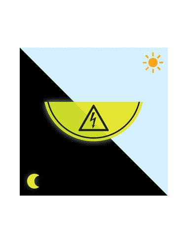 Lichtgevende elektrische spanning vloersticker - W012 - 750 x 300 mm - geel zwart - pictogram elektrische spanning