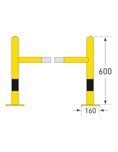 Morion beschermbeugel paal - geel zwart - gecoat en verzinkt