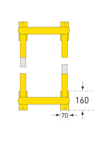 Morion beschermbeugel paal - geel zwart - gecoat en verzinkt