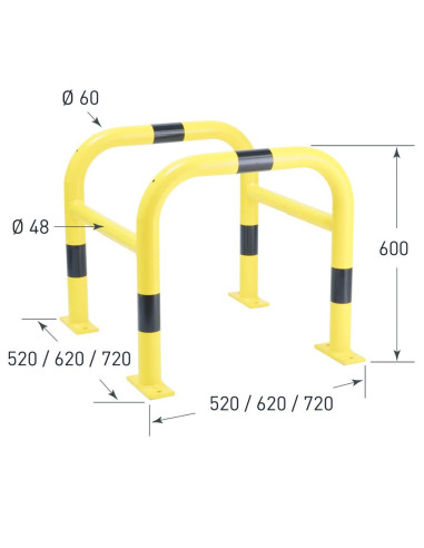 Morion beschermbeugel paal - geel zwart - gecoat en verzinkt