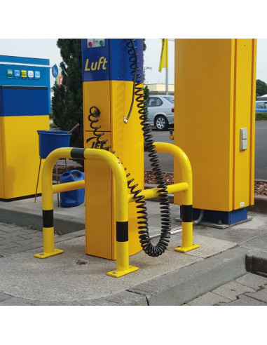 Morion beschermbeugel paal - geel zwart - gecoat en verzinkt