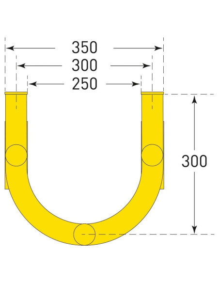 Morion buisbeschermer 180° - vloermontage - verzinkt en gecoat, geel zwart