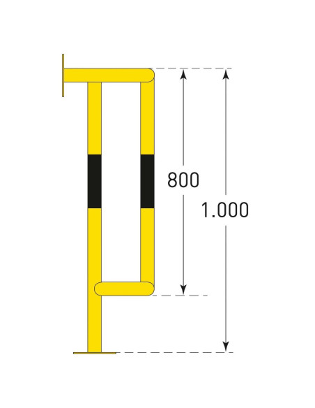 Morion buisbeschermer 180° - vloermontage - verzinkt en gecoat, geel zwart