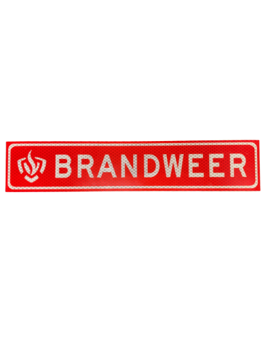 Brandweer reflecterende magneetsticker, rood wit, 400 x 80 mm, klasse 3 folie