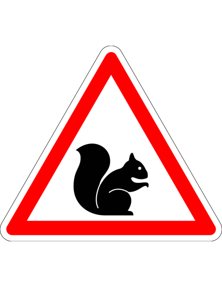 Pas op voor eekhoorn bord - rood wit - driehoekig - symbool eekhoorn met rode rand