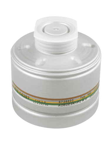 Dräger 940 A2 B2 E2 K1 gasfilter - schroefdraad sluiting - zilver