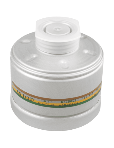 Dräger 940 A2 B2 E2 K1 P2R D combifilter - schroefdraad sluiting - zilver