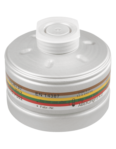 Dräger 1140 A2 B2 E2 K2 Hg P3RD combifilter - schroefdraad sluiting - zilver