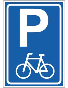Parkeerplaats fietsen bord - blauw wit - rechthoekig - P met symbool fiets