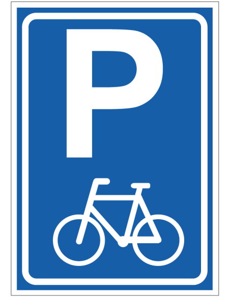 Parkeerplaats fietsen bord - blauw wit - rechthoekig - P met symbool fiets