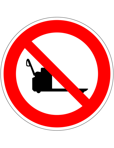 Verboden voor elektrische palletwagens bord, kunststof, rood wit, pictogram elektrische palletwagen, rond