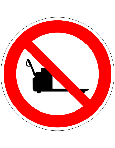 Verboden voor elektrische palletwagens bord, kunststof, rood wit, pictogram elektrische palletwagen, rond