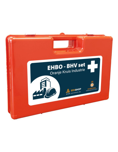 EHBO koffer industrie, oranje, met wandhouder, extra groot