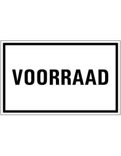 Voorraad bord, zwart wit, rechthoekig, tekst voorraad