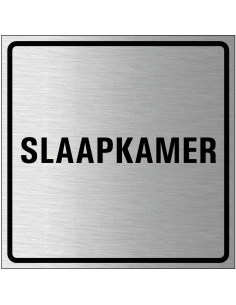 Slaapkamer bordje, geborsteld aluminium, grijs zwart, vierkant, tekst slaapkamer