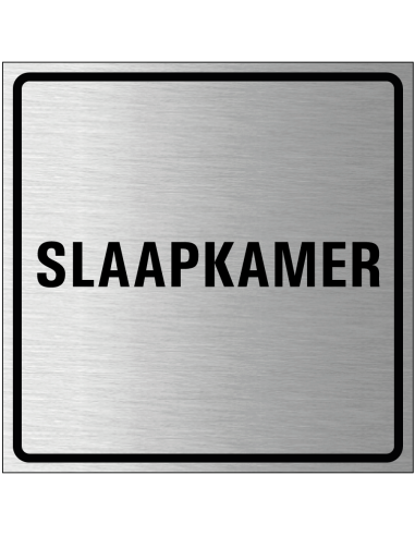 Slaapkamer bordje, geborsteld aluminium, grijs zwart, vierkant, tekst slaapkamer