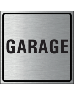 Garage bordje, geborsteld aluminium, grijs zwart, vierkant, tekst garage