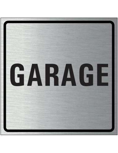 Garage bordje, geborsteld aluminium, grijs zwart, vierkant, tekst garage