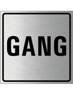 Gang bordje, geborsteld aluminium, grijs zwart, vierkant, tekst gang