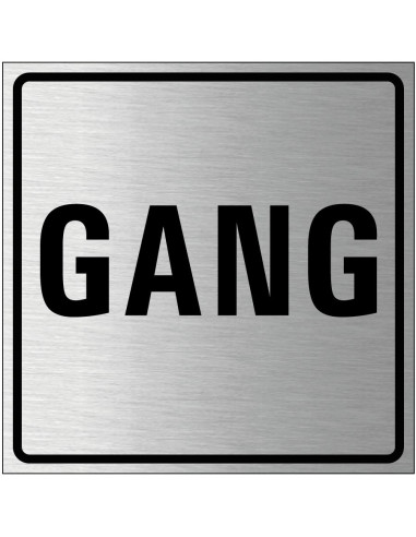 Gang bordje, geborsteld aluminium, grijs zwart, vierkant, tekst gang