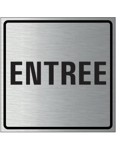 Entree bordje, geborsteld aluminium, grijs zwart, vierkant, tekst entree