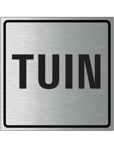 Tuin bordje, geborsteld aluminium, grijs zwart, vierkant, tekst tuin