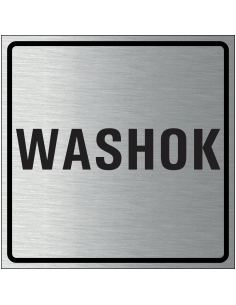 Washok bordje, geborsteld aluminium, grijs zwart, vierkant, tekst washok