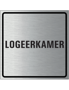 Logeerkamer bordje, geborsteld aluminium, grijs zwart, vierkant, tekst logeerkamer