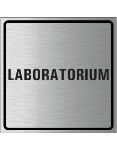 Laboratorium bordje, geborsteld aluminium, grijs zwart, vierkant, tekst laboratorium