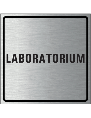 Laboratorium bordje, geborsteld aluminium, grijs zwart, vierkant, tekst laboratorium