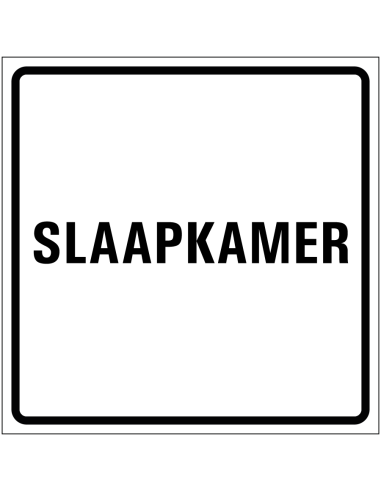 Slaapkamer sticker, wit zwart, tekst slaapkamer, vierkant