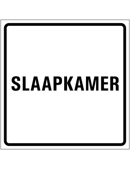 Slaapkamer sticker, wit zwart, tekst slaapkamer, vierkant
