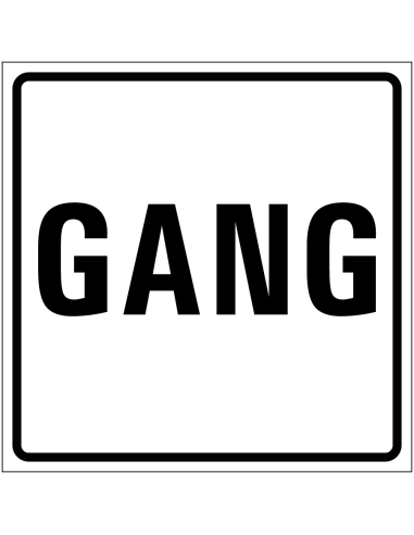 Gang sticker, wit zwart, tekst gang, vierkant
