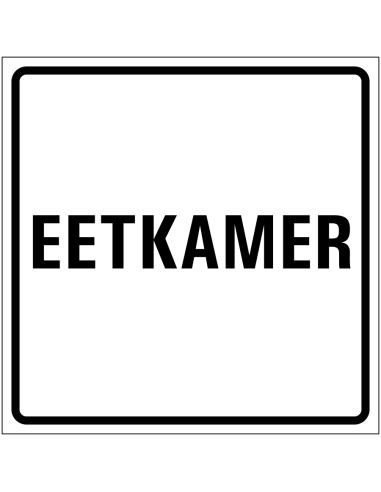 Eetkamer sticker, wit zwart, tekst eetkamer, vierkant