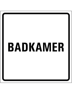 Badkamer sticker, wit zwart, tekst badkamer, vierkant