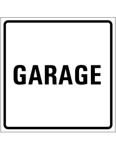 Garage sticker, wit zwart, tekst garage, vierkant