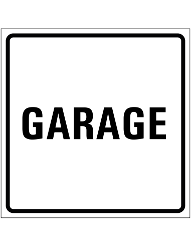 Garage sticker, wit zwart, tekst garage, vierkant
