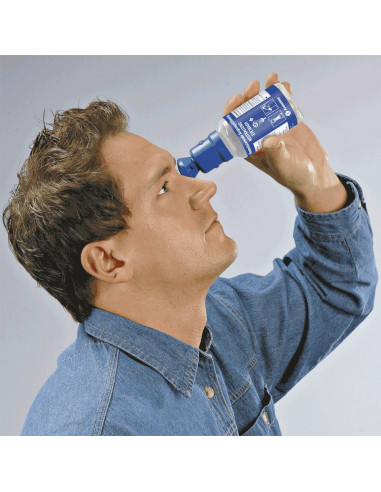 Plum oogspoelfles pH-neutraal, 200 ml, blauwe oogspoelfles, Kroschke label