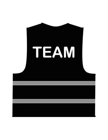 Team hesje zwart, witte bedrukking