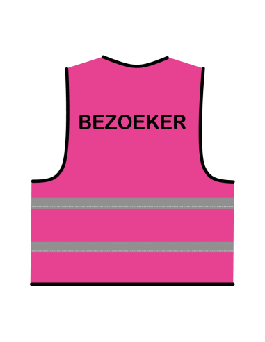 Bezoeker hesje roze, met zwarte opdruk