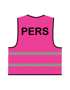 Pers hesje roze, met zwarte opdruk